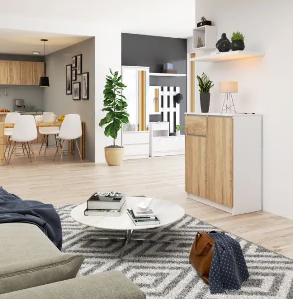 Ak furniture Komoda Kiara 80 cm 2 skrinky a 1 zásuvka biela/dub sonoma