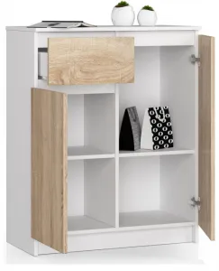 Ak furniture Komoda Kiara 80 cm 2 skrinky a 1 zásuvka biela/dub sonoma