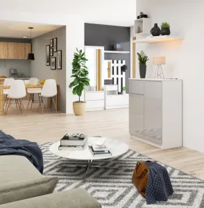Ak furniture Komoda Kiara 80 cm 2 skrinky a 1 zásuvka biela/sivá