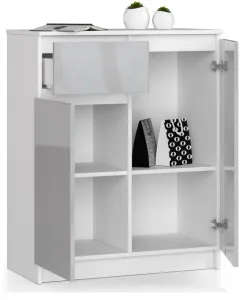 Ak furniture Komoda Kiara 80 cm 2 skrinky a 1 zásuvka biela/sivá