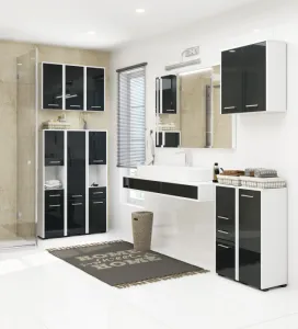 Ak furniture Kúpeľňová skrinka Fin II 30 cm biela/grafitová lesk