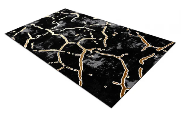Koberec ALLURE 1967 mramor, štruktúrovaný / glamour, čierny / zlatý