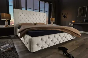 LuxD Dizajnová posteľ Laney Chesterfield 180 x 200 cm prírodná