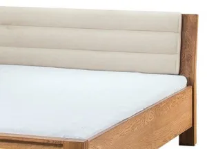 Szynaka Manželská posteľ Velvet II 76 160x200 z masívu s LED osvetlením dub Rustikal/béžová