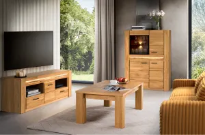 Szynaka Vitrína Velvet II 12 110 cm z masívu s LED osvetlením dub prírodný