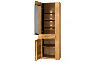 Szynaka Vitrína Velvet II 10 s LED osvetlením 75 cm z masívu ľavá dub prírodný