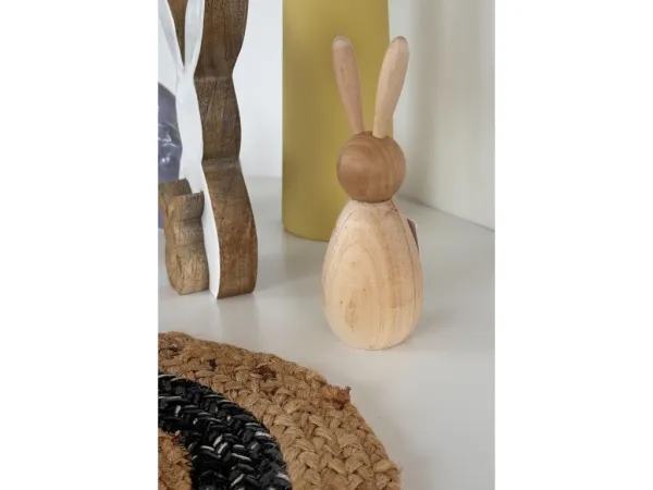 Drevený zajko BUNNY DAISY 17,5 cm prírodný
