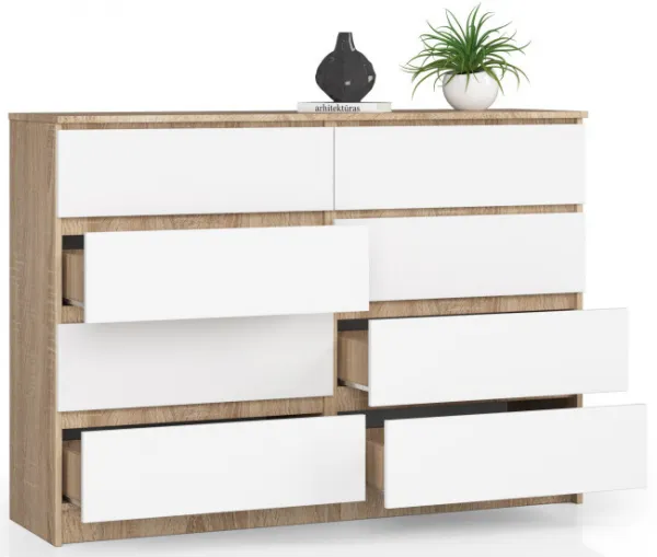 Ak furniture Komoda Rollo X 138,4 cm dub sonoma/biela