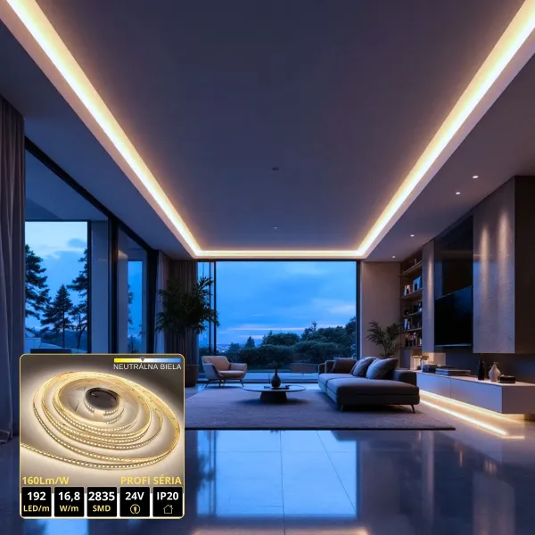 LEDprodukt PROFI LED pásik 192LED/m SMD2835 16,8W/m neutrálna biela IP20 24V - vysokosvietivý