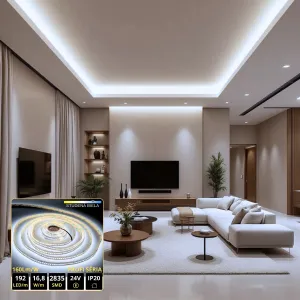 LEDprodukt 5m PROFI LED pásik 192LED/m SMD2835 16,8W/m studená biela IP20 24V - vysokosvietivý