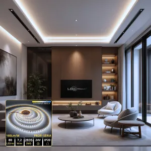 LEDprodukt PROFI LED pásik 80LED/m SMD2835 7,2W/m studená biela IP20 24V - vysokosvietivý