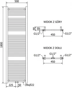 MEXEN/S - Mars radiátor + vykurovacia tyč 1800 x 500 mm, 900 W, antracit W110-1800-500-2900-66