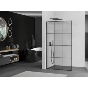 MEXEN/S - Kioto L Sprchová zástena WALK-IN 110 x 200, čierny vzor, grafit kartáčovaná 800-110-103-66-77