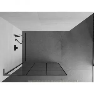 MEXEN/S - Kioto L Sprchová zástena WALK-IN 100 x 200, čierny vzor, grafit kartáčovaná 800-100-103-66-77