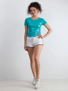Shorts with piping and text print white