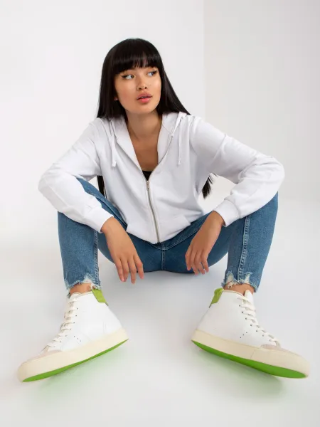 White zip-up hoodie with pockets