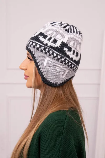Kesi Dámska čiapka Maryla K406 púdrová ružová+biela+sivá