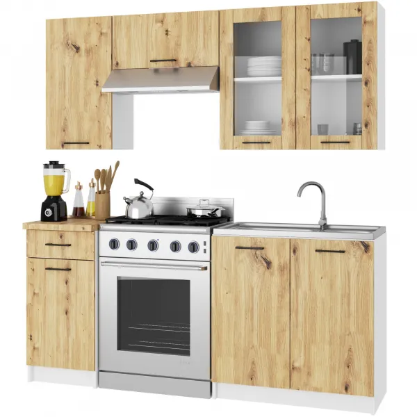 Ak furniture Závěsná kuchyňská skříňka OLIVIE W 80x72 cm bílá mat/dub artisan