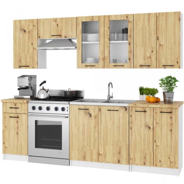 Ak furniture Závěsná kuchyňská skříňka OLIVIE W 80x72 cm bílá mat/dub artisan