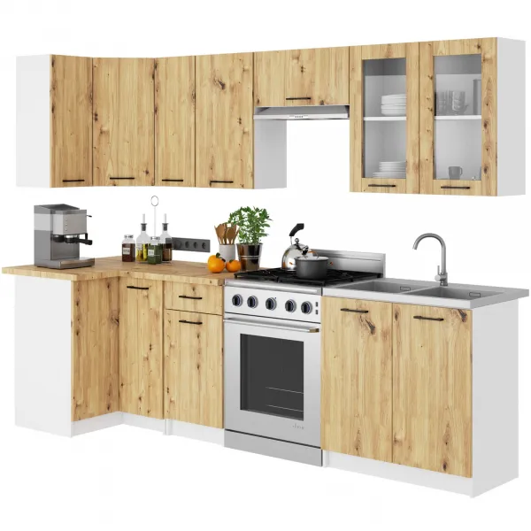 Ak furniture Závěsná kuchyňská skříňka OLIVIE W 80x72 cm bílá mat/dub artisan