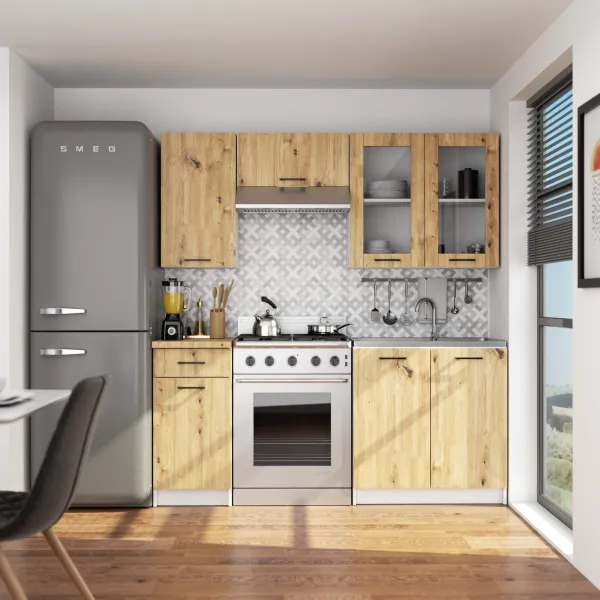Ak furniture Závěsná kuchyňská skříňka OLIVIE W 80x72 cm bílá mat/dub artisan