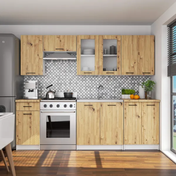 Ak furniture Závěsná kuchyňská skříňka OLIVIE W 80x72 cm bílá mat/dub artisan