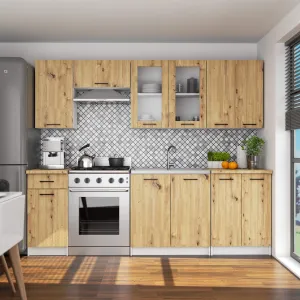 Ak furniture Závěsná kuchyňská skříňka OLIVIE W 80x72 cm bílá mat/dub artisan