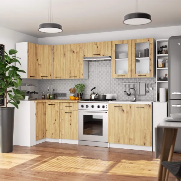 Ak furniture Závěsná kuchyňská skříňka OLIVIE W 80x72 cm bílá mat/dub artisan