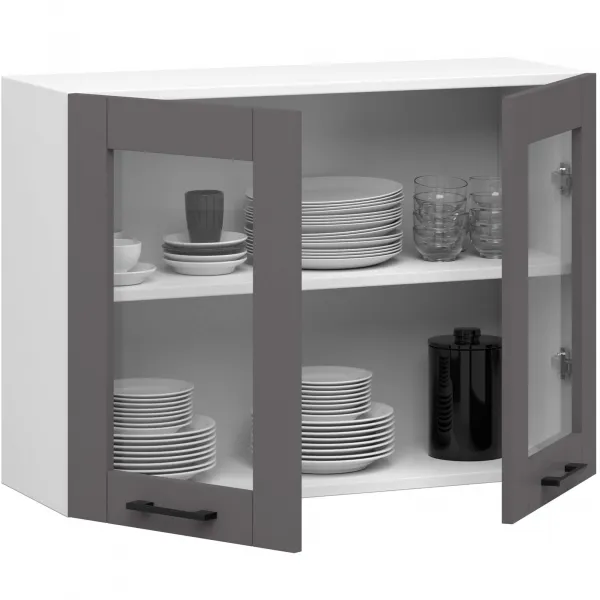 Ak furniture Závěsná kuchyňská skříňka OLIVIE W 80x58 cm bílá mat/grafitově šedá