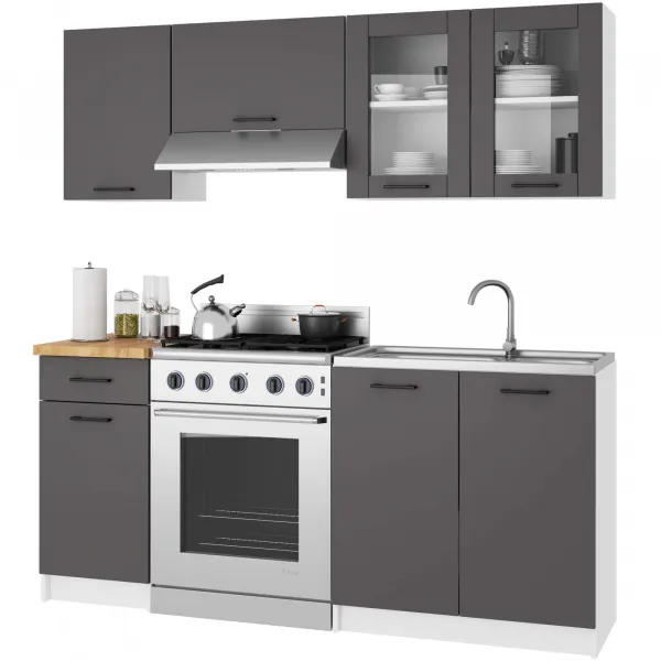Ak furniture Závěsná kuchyňská skříňka OLIVIE W 80x58 cm bílá mat/grafitově šedá