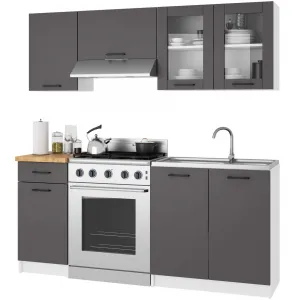 Ak furniture Závěsná kuchyňská skříňka OLIVIE W 80x58 cm bílá mat/grafitově šedá