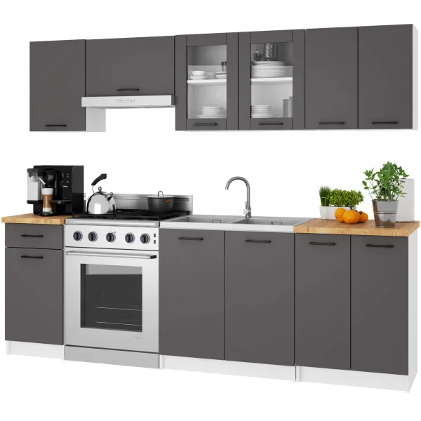 Ak furniture Závěsná kuchyňská skříňka OLIVIE W 80x58 cm bílá mat/grafitově šedá