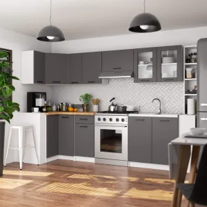 Ak furniture Závěsná kuchyňská skříňka OLIVIE W 80x58 cm bílá mat/grafitově šedá