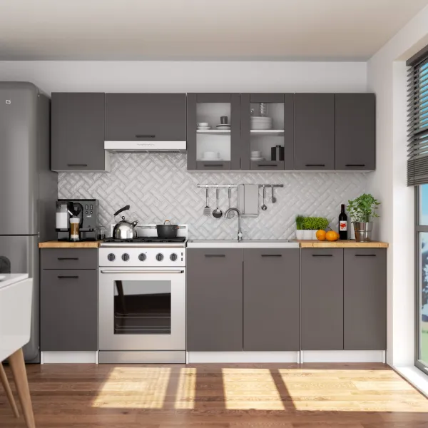 Ak furniture Závěsná kuchyňská skříňka OLIVIE W 80x58 cm bílá mat/grafitově šedá