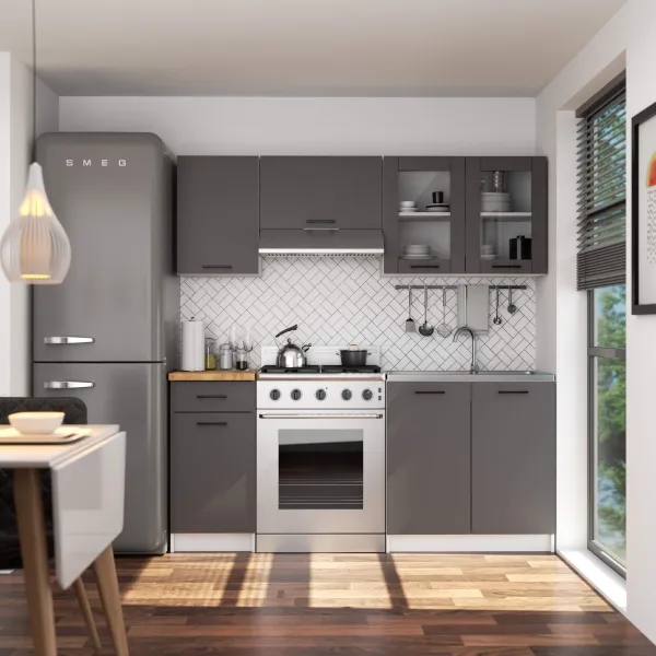 Ak furniture Závěsná kuchyňská skříňka OLIVIE W 80x58 cm bílá mat/grafitově šedá