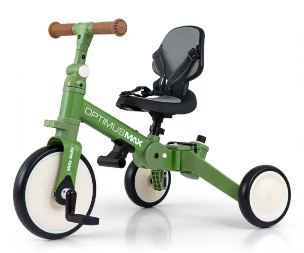 Detská trojkolka 5v1 Milly Mally Optimus Max s vodiacou tyčou green