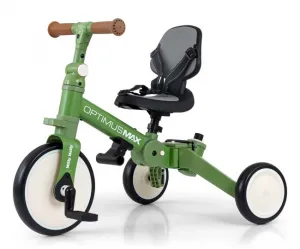 Detská trojkolka 5v1 Milly Mally Optimus Max s vodiacou tyčou green