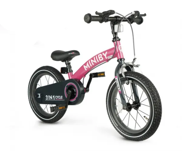 QPLAY Bicykel Miniby 3v1 Pink, vek 2 - 8 rokov
