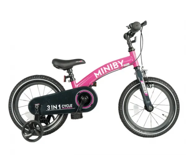 QPLAY Bicykel Miniby 3v1 Pink, vek 2 - 8 rokov