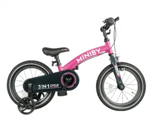 QPLAY Bicykel Miniby 3v1 Pink, vek 2 - 8 rokov