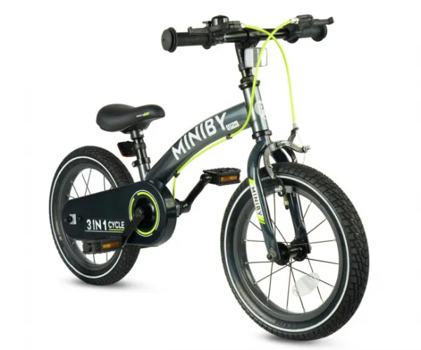 Detský bicykel Miniby 14" sivý