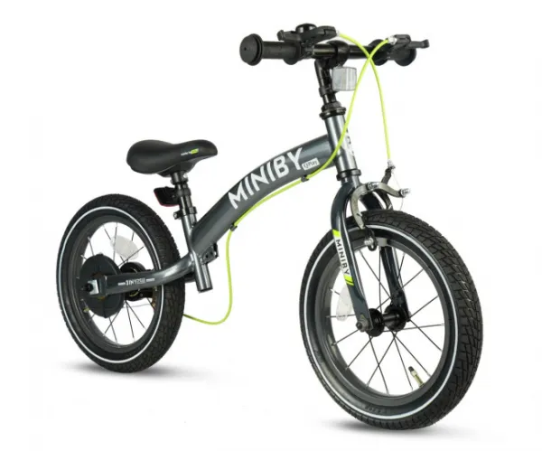 Detský bicykel Miniby 14" sivý