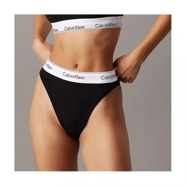 Dámske nohavičky CALVIN KLEIN HIGH LEG TANGA-Black