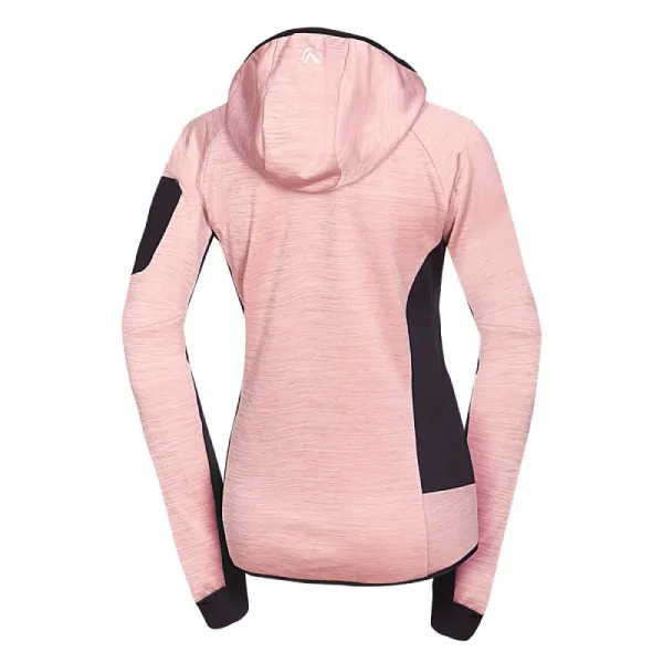Dámska turistická mikina so zipsom NORTHFINDER COLEEN-521roseblack