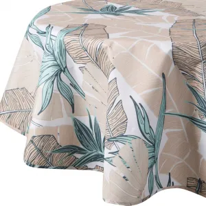 ArtFir Záhradný okrúhly obrus GARDEN 14E | béžová/tyrkysová 150 cm