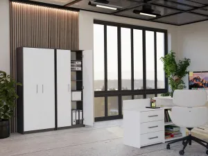 TP Living Kancelársky regál OLIV 2D antracit/biela