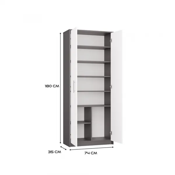TP Living Kancelársky regál OLIV 2D antracit/biela