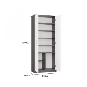 TP Living Kancelársky regál OLIV 2D antracit/biela