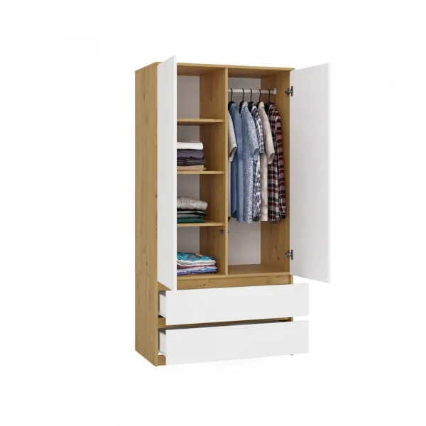 TP Living Šatníková skriňa MALWA I 90 cm dub artisan/biela