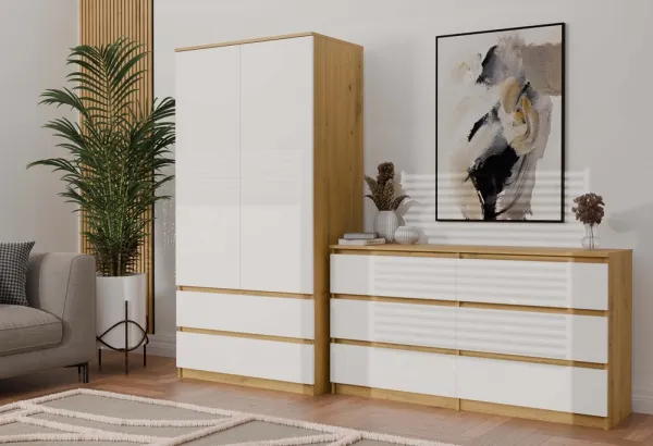 TP Living Šatníková skriňa MALWA I 90 cm dub artisan/biela